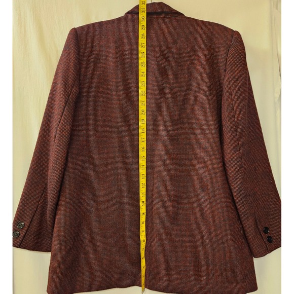 Kimberly Bennett Vintage Wool Blazer Red Black Micro Check Made in USA Medium - Picture 12 of 12